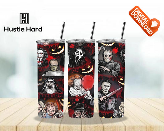 Horror movie Halloween tumbler wrap PNG