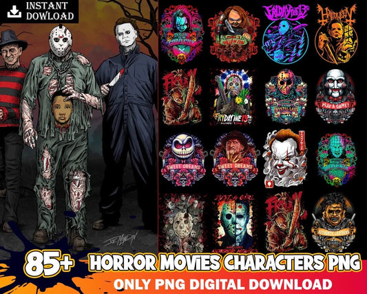 85+ Horror Movies Characters PNG, Halloween Sublimation Designs Png, Halloween Bundle Png, Horror Movies