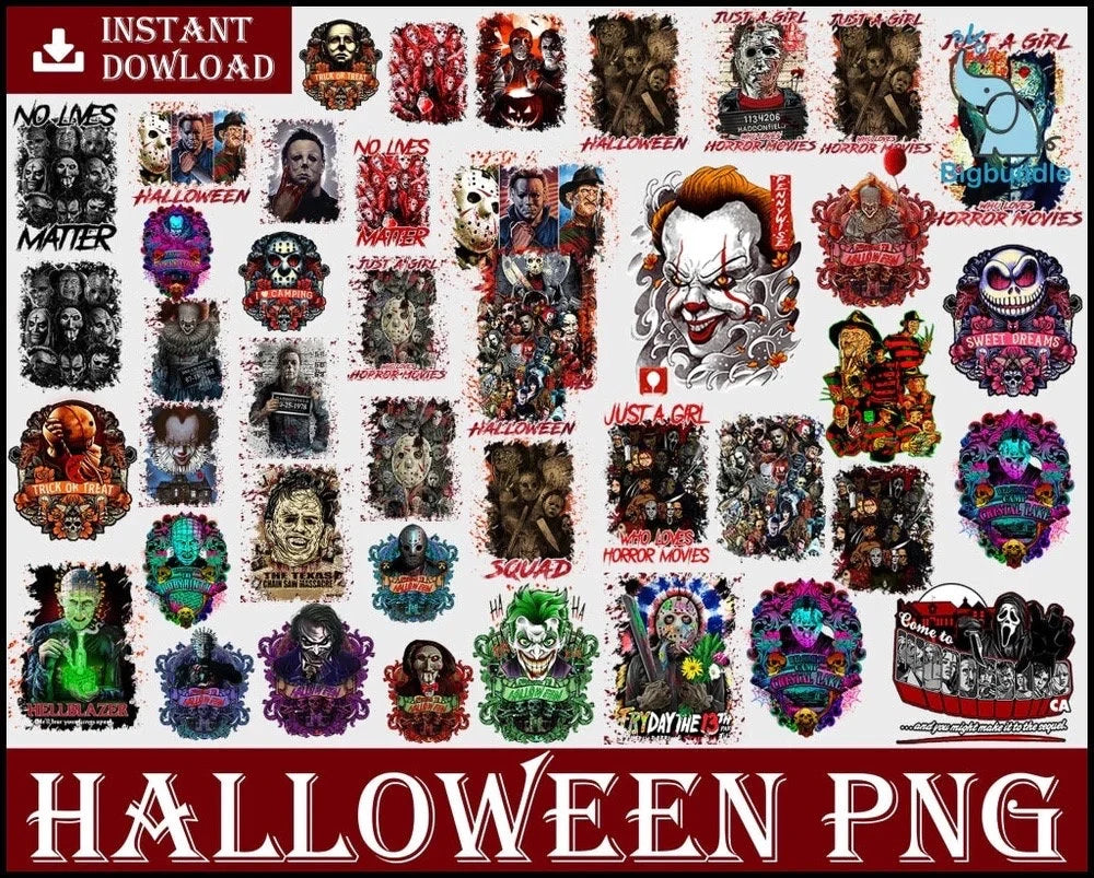 85+ Horror Movies Characters PNG, Halloween Sublimation Designs Png, Halloween Bundle Png, Horror Movies