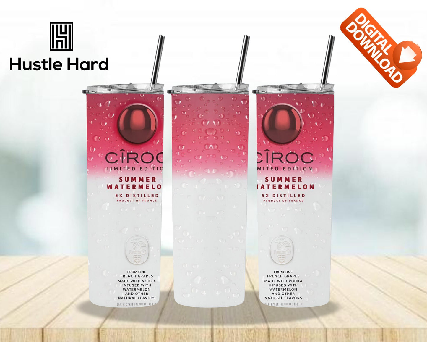 Ciroc summer watermelon Tumbler Sublimation Wrap PNG