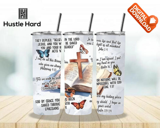 Bible Verse Tumbler Sublimation Wrap PNG