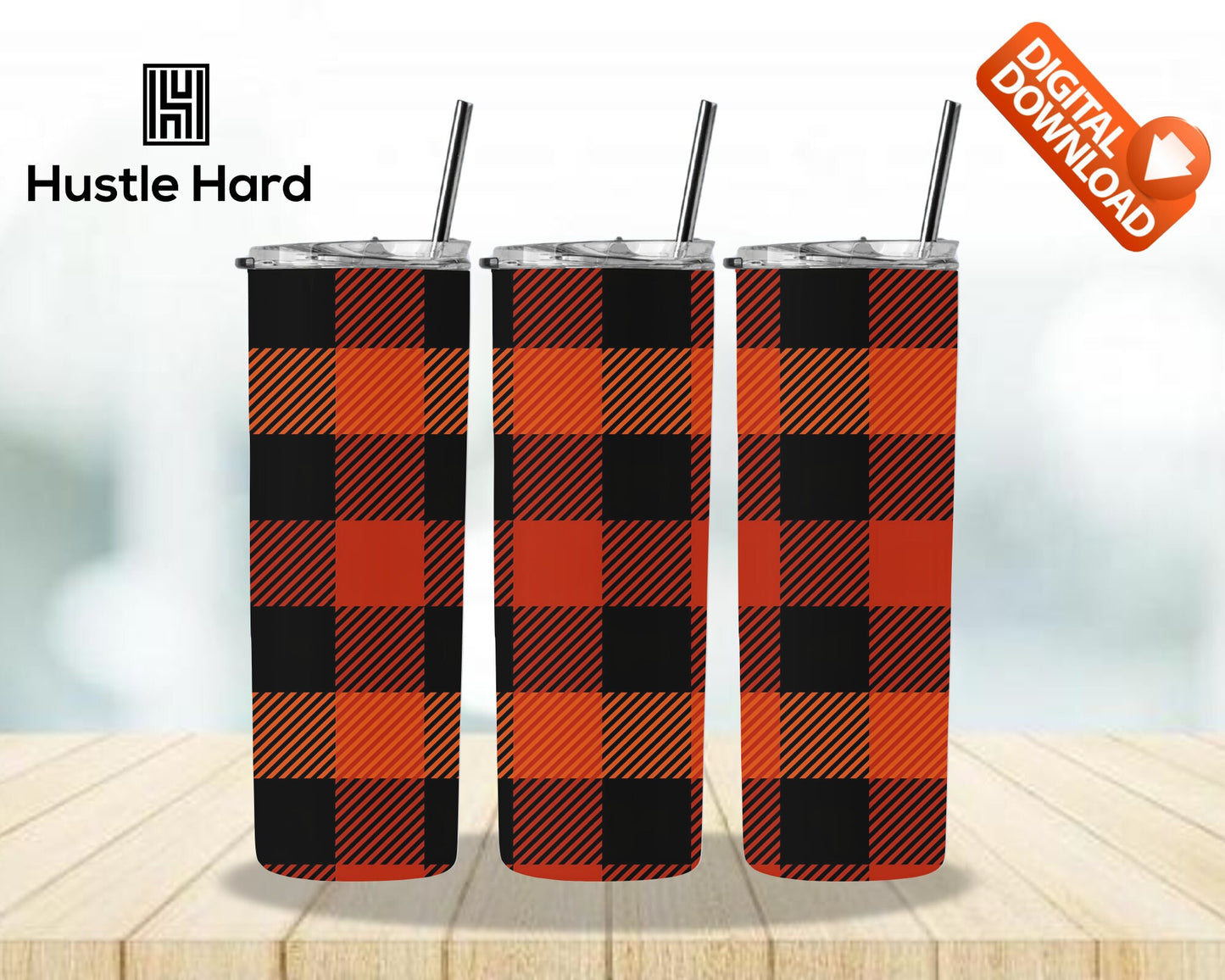 Plaid Tumbler Sublimation Wrap PNG